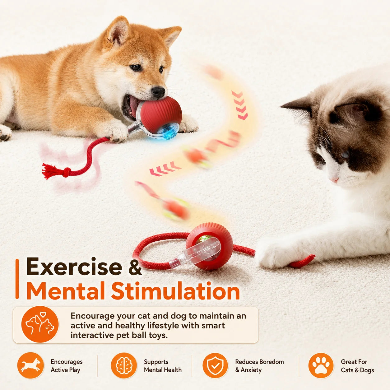 Automatic Rolling Dog Ball – Rechargeable Interactive Toy